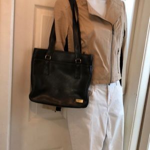 Crazy horse genuine leather shoulder bag. Black